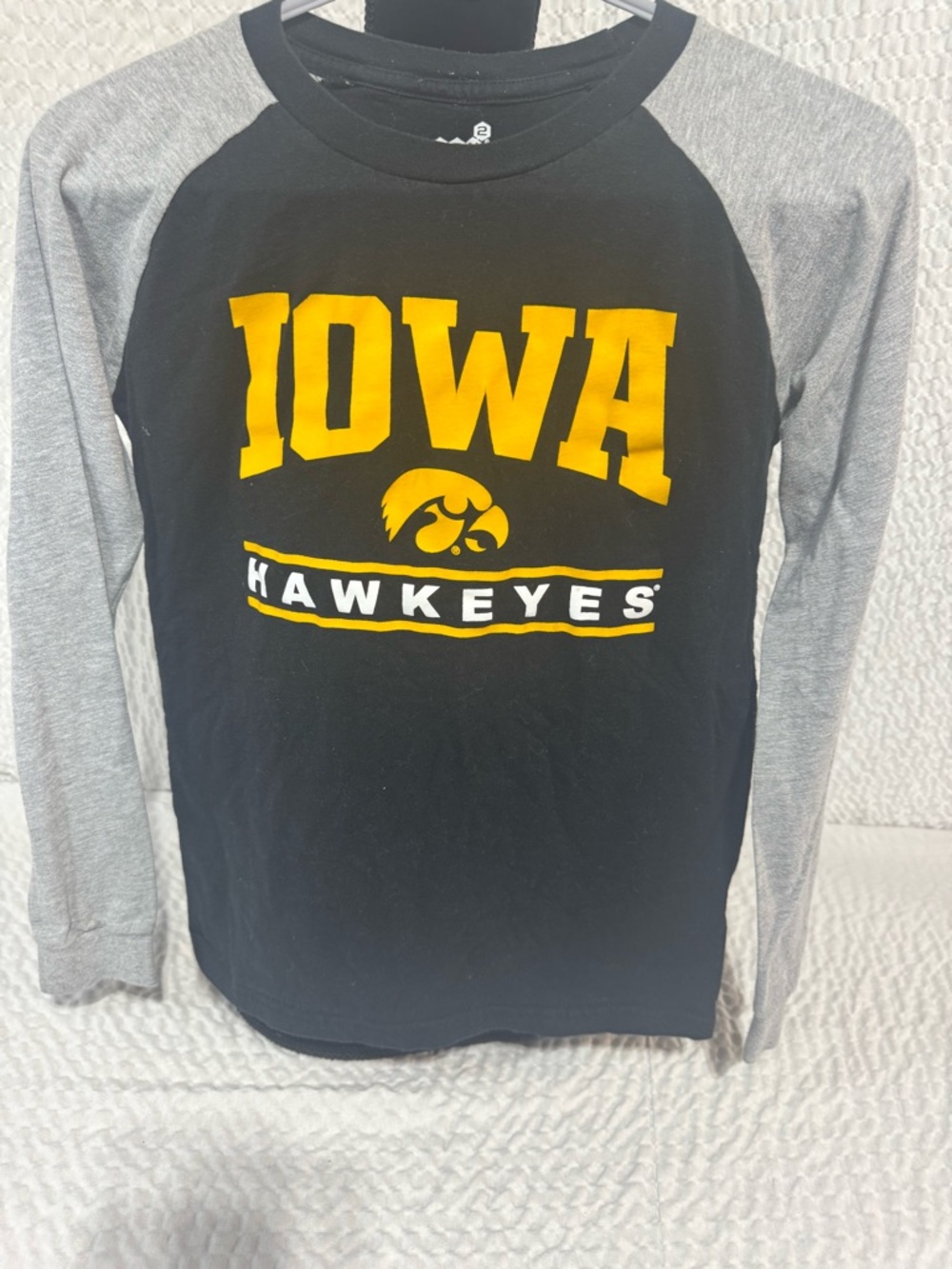 Iowa Hawkeyes Black and Gray Raglan Long Sleeve Tee